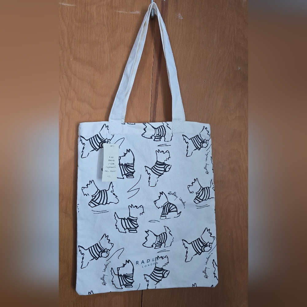Radley London Monochrome Scottie Dog Pattern Signature Open Top Tote Bag NWT